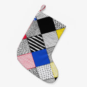 Petite Chaussette De Noël Patchwork arrière - plan : oiseaux, pois. (Devant (Accrochage))