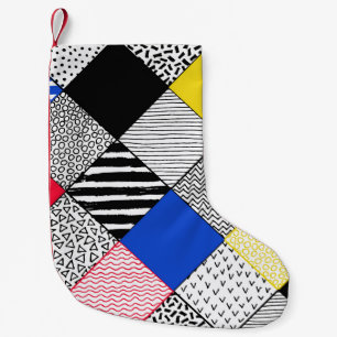 Petite Chaussette De Noël Patchwork arrière - plan : oiseaux, pois.