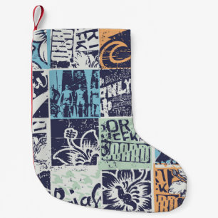 Petite Chaussette De Noël Patchwork de surf : grunge vintage motif