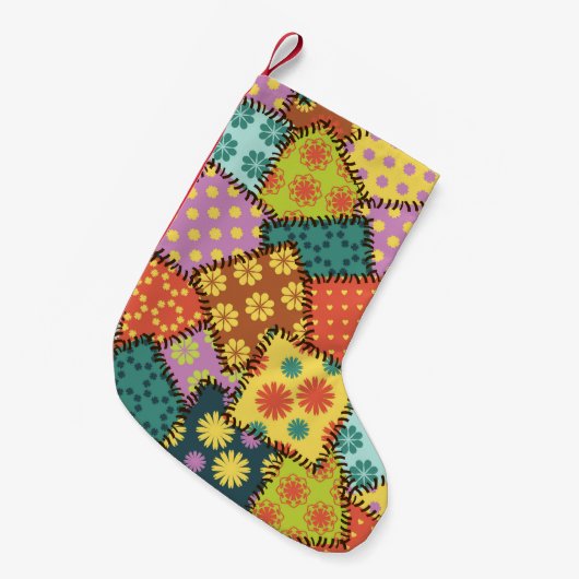 Petite Chaussette De Noël Patchwork Eclectique : Mélange Motif Diverse (Devant (Accrochage))