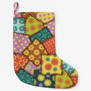 Petite Chaussette De Noël Patchwork Eclectique : Mélange Motif Diverse