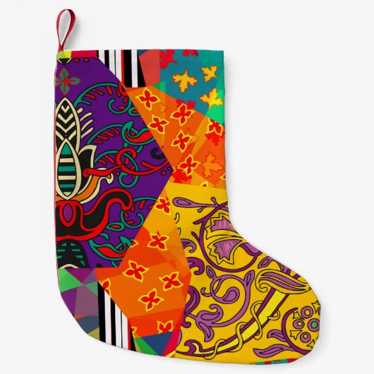 Petite Chaussette De Noël Patchwork indien turc festier Mandala (Devant)