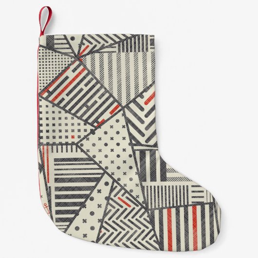 Petite Chaussette De Noël Patchwork rétro : Conception géométrique Abstraite (Devant)