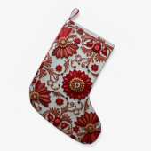 Petite Chaussette De Noël Patchwork rouge et blanc (Devant (Accrochage))