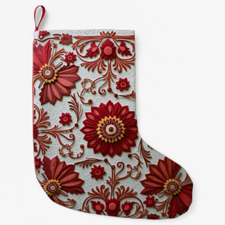 Petite Chaussette De Noël Patchwork rouge et blanc