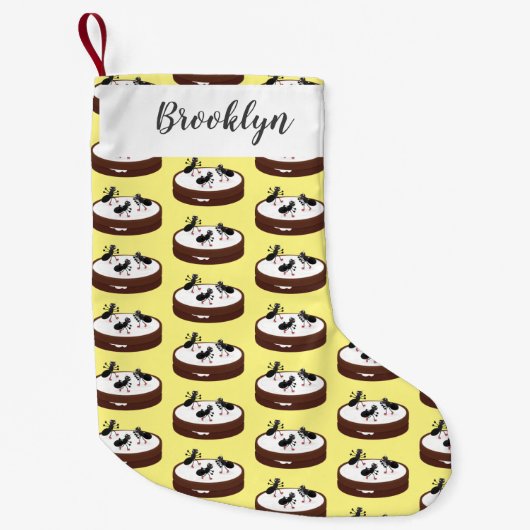 Petite Chaussette De Noël Patinage sur glace de fourmis joyeuses sur dessin (Devant)