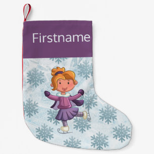 Petite Chaussette De Noël Patinage sur glace de la petite fille Blonde