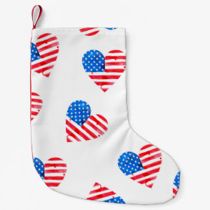 Petite Chaussette De Noël Pavillon aquarelle de l'Amérique en forme de coeur