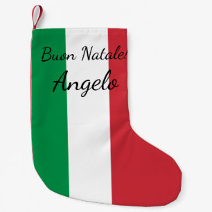Petite Chaussette De Noël Pavillon italien Buon Natale Nom personnalisé Vaca