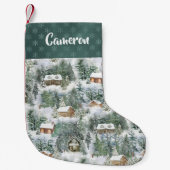 Petite Chaussette De Noël Pays boisé rustique Cabine (Devant)