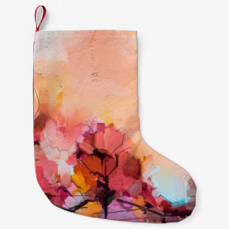 Petite Chaussette De Noël Paysage Abstrait de peinture à l'huile. Bleu pur