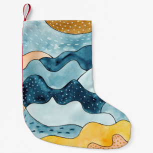 Petite Chaussette De Noël Paysage Abstrait moderne minimaliste avec S doré
