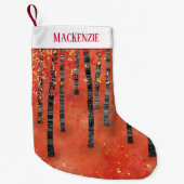 Petite Chaussette De Noël Paysage de la forêt de Birch Tree (Devant)