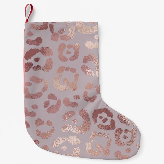 Petite Chaussette De Noël Peau léopard : élégance or rose. (Devant)