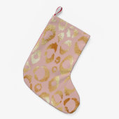 Petite Chaussette De Noël Peau léopard, texture or rose (Devant (Accrochage))