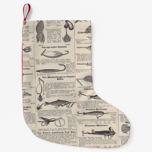 Petite Chaussette De Noël Pêche vintage leures : pêcheur d'antiquité des ann (Devant)