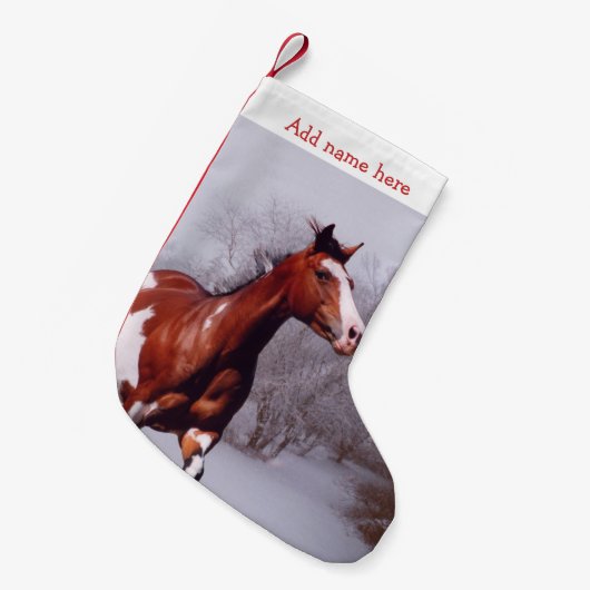 Petite Chaussette De Noël Peignez le bas de Noël de neige de cheval (Devant (Accrochage))