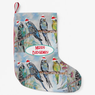 Petite Chaussette De Noël Peinture à l'aquarelle de Noël de perruche de Père