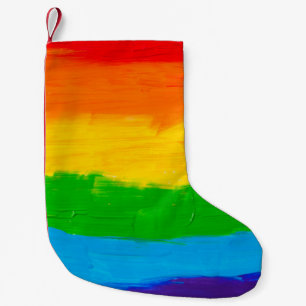 Petite Chaussette De Noël Peinture à l'huile Couleurs arc-en-ciel Gay Lesbia