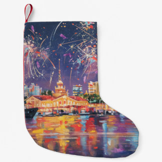 Petite Chaussette De Noël Peinture à l'huile sur la toile du port de Sotchi