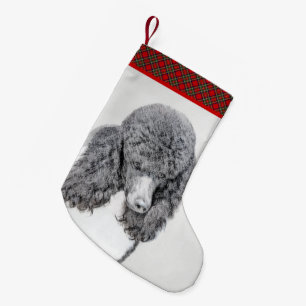 Petite Chaussette De Noël Peinture à pantalon noir ordinaire de caniche - a
