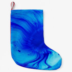Petite Chaussette De Noël Peinture abstraite bleue et turquoise