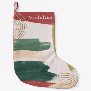 Petite Chaussette De Noël Peinture Abstraite Moderne Noël Monogramme