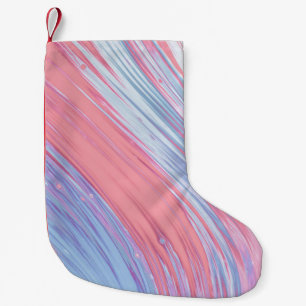 PETITE CHAUSSETTE DE NOËL PEINTURE ABSTRAITE ROSE ET BLANCHE