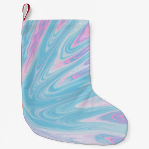 PETITE CHAUSSETTE DE NOËL PEINTURE ABSTRAITE ROSE ET BLEUE