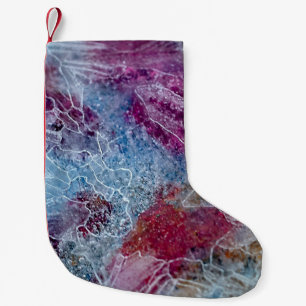 Petite Chaussette De Noël Peinture abstraite rose et bleue