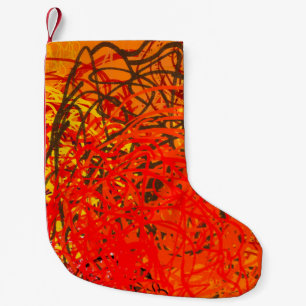 Petite Chaussette De Noël Peinture Abstraite sur toile. Art fait main. Color