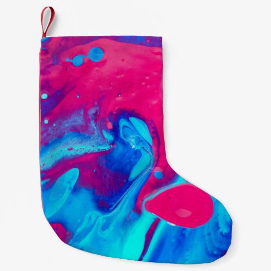 Petite Chaussette De Noël Peinture abstraite violette et bleue (Devant)