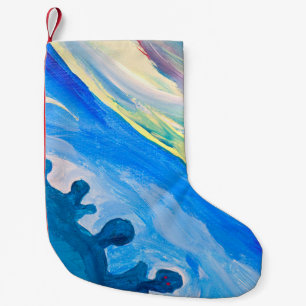 Petite Chaussette De Noël Peinture acrylique colorée, arrière - plan texturé