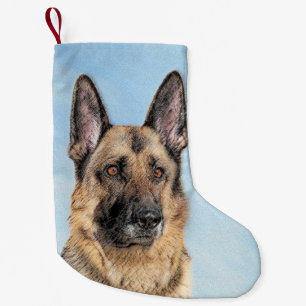 Petite Chaussette De Noël Peinture berger allemande - jolie art original chi