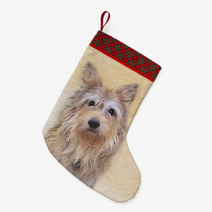 Petite Chaussette De Noël Peinture Berger Picard - Joli art original chien