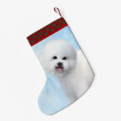 Petite Chaussette De Noël Peinture Bichon Frise - Cute Original Chien Art (Dos (Accrochage))