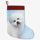Petite Chaussette De Noël Peinture Bichon Frise - Cute Original Chien Art (Devant)