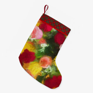 Petite Chaussette De Noël Peinture Bouquet Rose - Jolie Art Fleur Originale