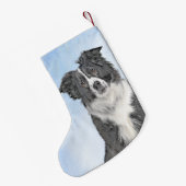 Petite Chaussette De Noël Peinture Collie Bordure - Joli art original chien (Dos (Accrochage))