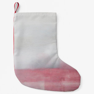 Petite Chaussette De Noël Peinture d'art Abstrait rose et gris. Art moderne