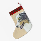 Petite Chaussette De Noël Peinture de berger australien - Art original de ch (Dos (Accrochage))