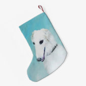 Petite Chaussette De Noël Peinture de Borzoi (Blanc) - Joli Chien d'origine (Dos (Accrochage))