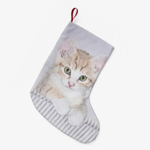 Petite Chaussette De Noël Peinture de chaton tigré orange - Art félin origin