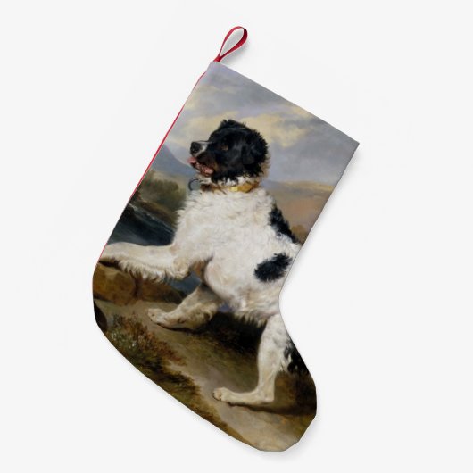 Petite Chaussette De Noël Peinture de chien de Terre-Neuve (Devant (Accrochage))