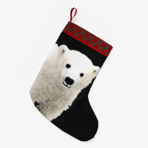 Petite Chaussette De Noël Peinture de l'ours polaire - Art original de la fa