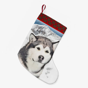 Petite Chaussette De Noël Peinture de malamut en Alaska - jolie art original