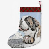 Petite Chaussette De Noël Peinture de Saint Bernard - Beau art original de c (Dos)