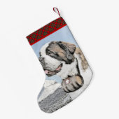 Petite Chaussette De Noël Peinture de Saint Bernard - Beau art original de c (Dos (Accrochage))