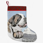 Petite Chaussette De Noël Peinture de Saint Bernard - Beau art original de c (Devant)