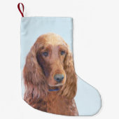 Petite Chaussette De Noël Peinture de Setter irlandais - Joli art original d (Devant)